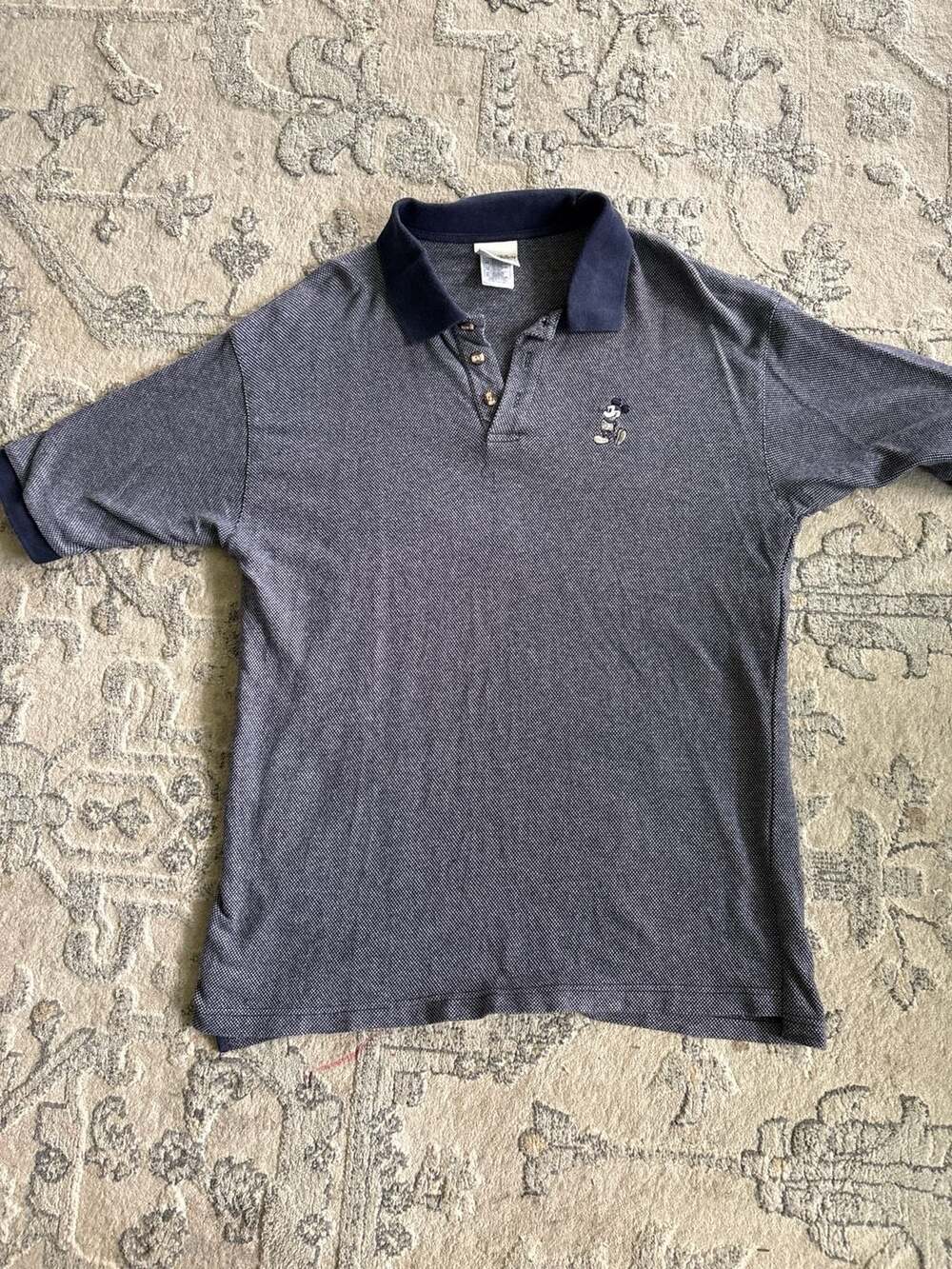 Walt Disney World Mickey Mouse Embroidered Polo Shirt Navy Blue Size XL